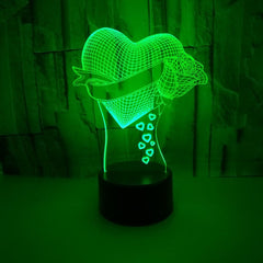 Loving Heart With Rose valentine gift Name 3D Effect Optical Illusion Table Lamp