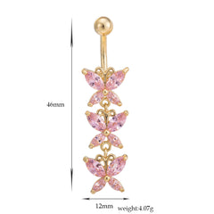 Steel Butterfly-shaped Puncture Belly Ring Popular Navel Accessories For Women