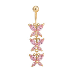 Steel Butterfly-shaped Puncture Belly Ring Popular Navel Accessories For Women