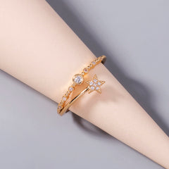 Gold Micro-inlaid Pentagram Ring Accessories For Women